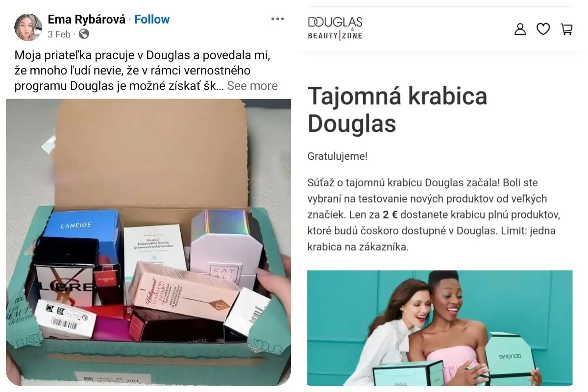 Foto: Vyskúšali sme za vás podvodnú reklamu. Falošná stránka vystupuje pod menom Douglas a sľubuje kozmetiku zdarma