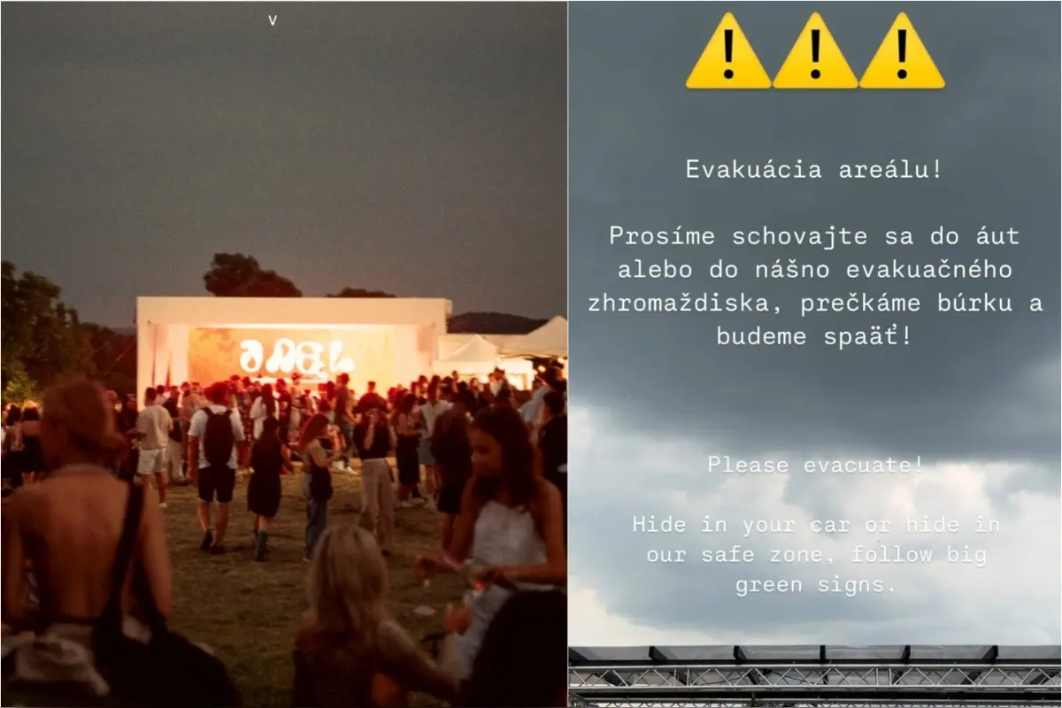 Festival Ženy Víno Funk museli evakuovať pre prudký lejak a nárazový vietor. Pokračovať by mal po skončení búrky 