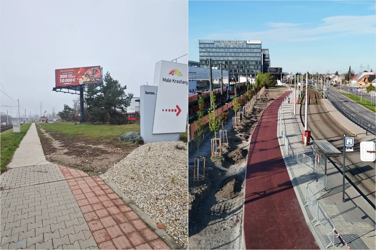 FOTO: Zanedbané parkovisko v Krasňanoch sa mení na moderný priestor. Revitalizácia pred depom finišuje