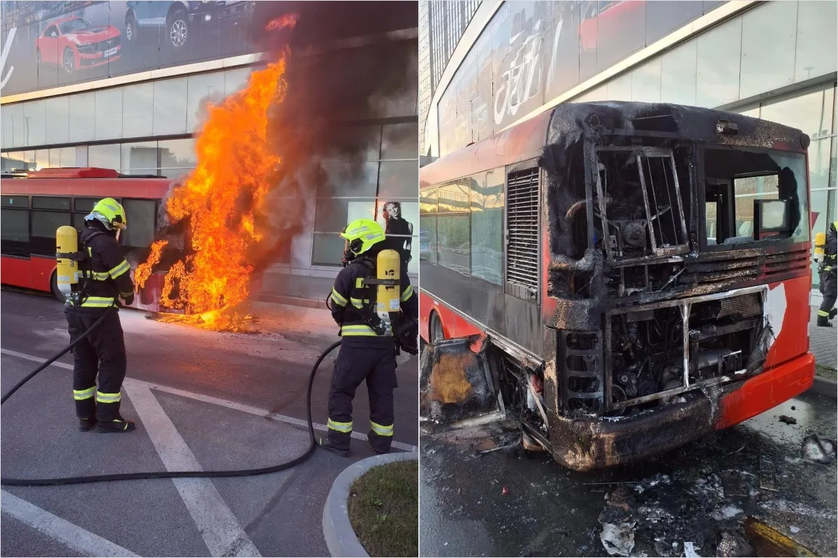 VIDEO: Hasiči zasahovali v Bratislave pri požiari autobusu, oheň spôsobil niekoľkotisícovú škodu