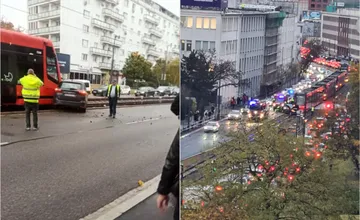 FOTO: Na Račianskej došlo k nehode električky a osobného auta, MHD je obmedzená, rátajte so zdržaním