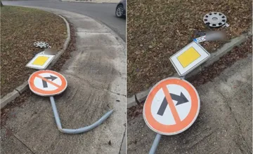 Neuveriteľná nehoda v Ružinove. Vodič ohol dopravnú značku, obyvatelia sa smejú, či ich navštívil Danko, nechal tam ŠPZ