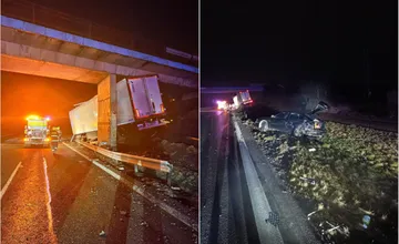 Dramatická nehoda na D1 smerom do Bratislavy: Kamión skončil zakliesnený pri moste, doprava je obmedzená