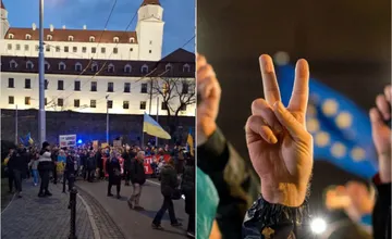 VIDEO: Bratislavou prešiel pochod za Ukrajinu. Ľudia protestovali aj proti krokom vlády premiéra Fica