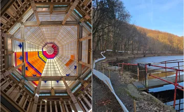 FOTO: Obnova Ferdinandových kúpeľov na Železnej studničke ide do finále, blíži sa aj vypúšťanie rybníka