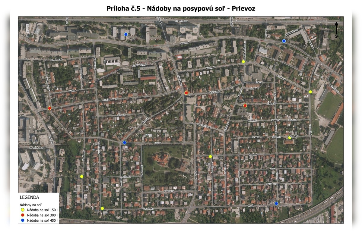 FOTO: Mapa posypových nádob so soľou v Ružinove, foto 2