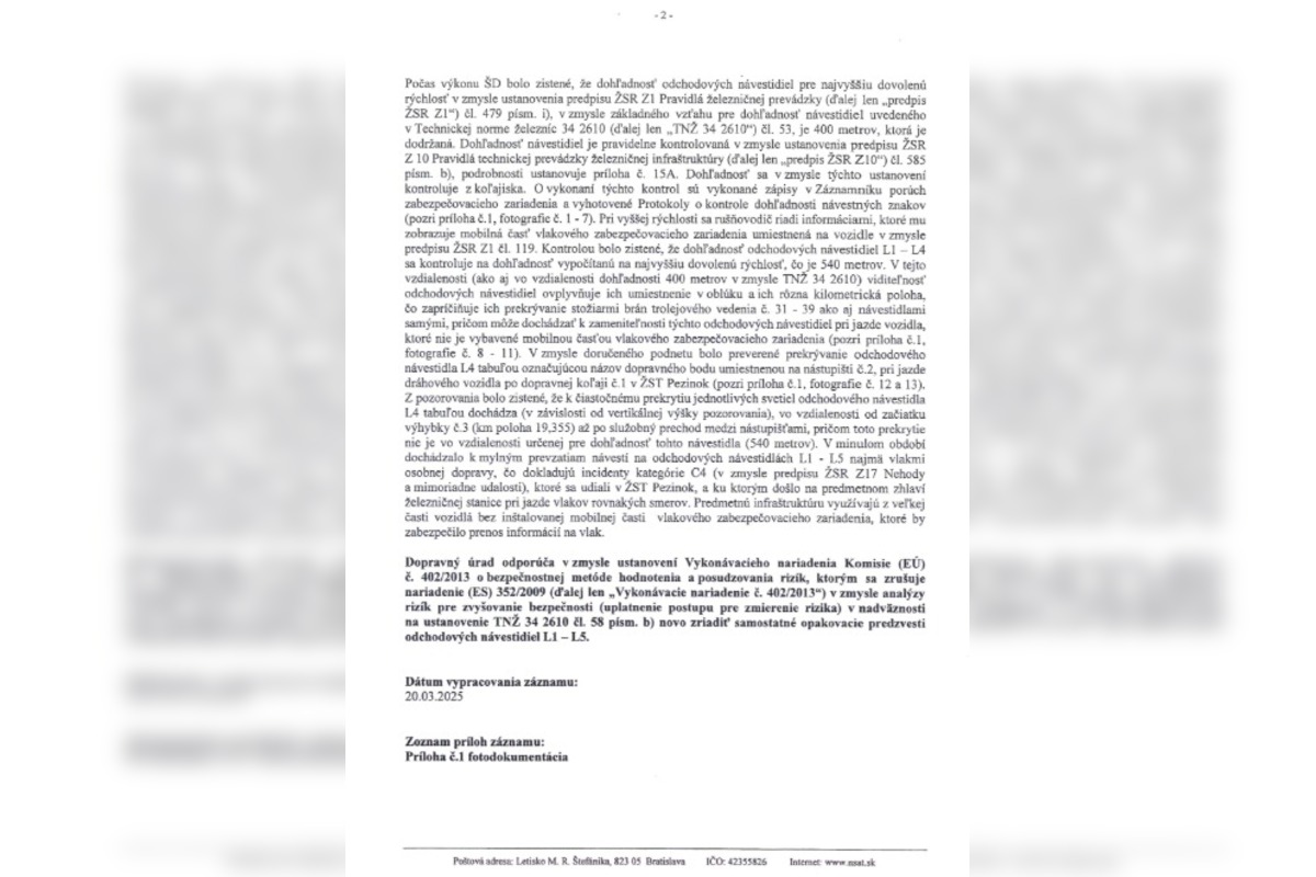 FOTO: Dokument o kontrole trate pri Pezinku, mohol Ráž nehode vlakov zabrániť?, foto 2