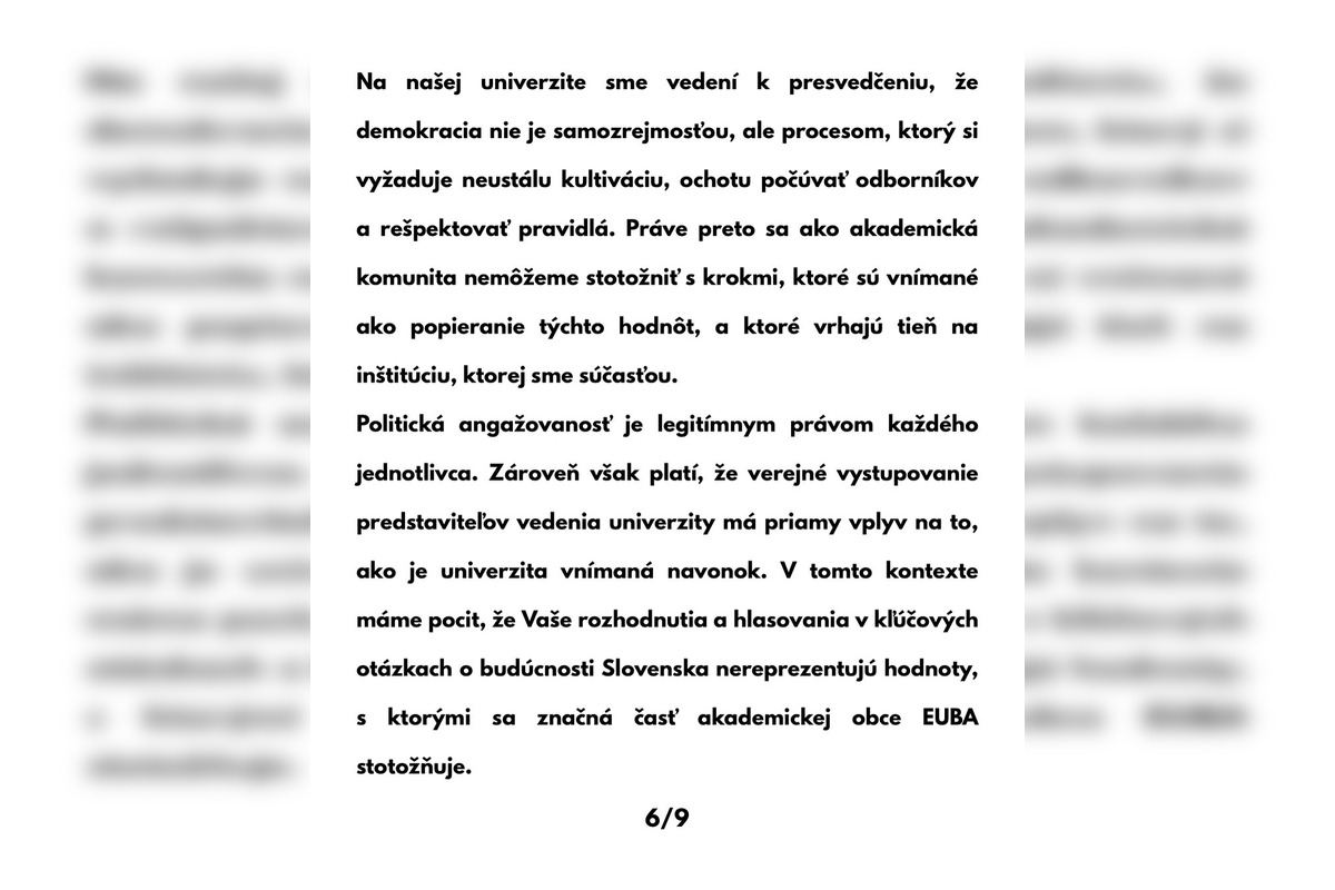 FOTO: Otvorený list študentov a zamestnancov EUBA poslankyni Hlasu-SD Paule Puškárovej, foto 6