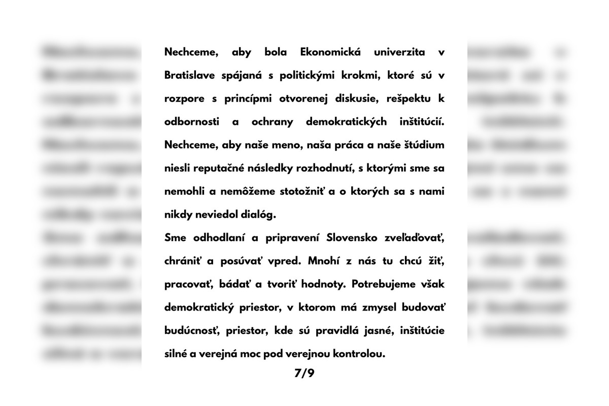 FOTO: Otvorený list študentov a zamestnancov EUBA poslankyni Hlasu-SD Paule Puškárovej, foto 7