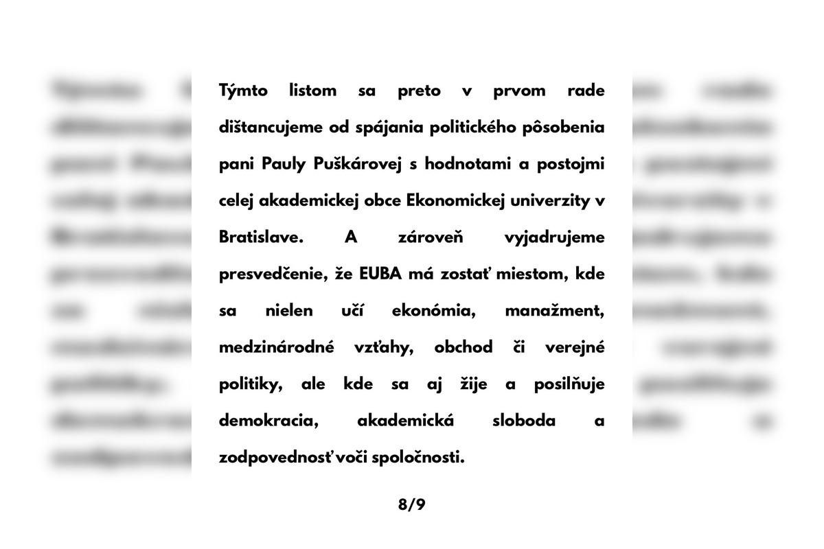 FOTO: Otvorený list študentov a zamestnancov EUBA poslankyni Hlasu-SD Paule Puškárovej, foto 8