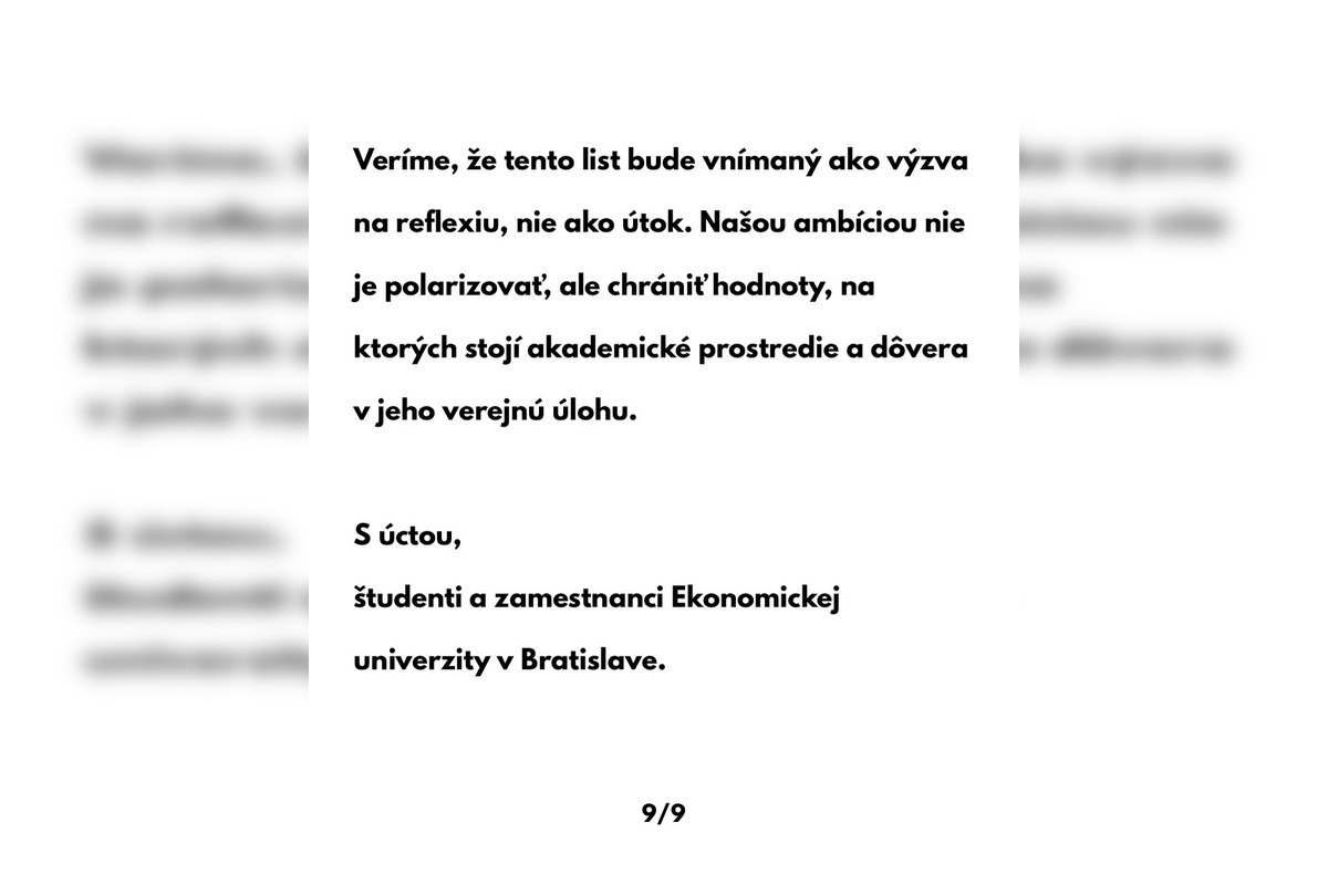 FOTO: Otvorený list študentov a zamestnancov EUBA poslankyni Hlasu-SD Paule Puškárovej, foto 9