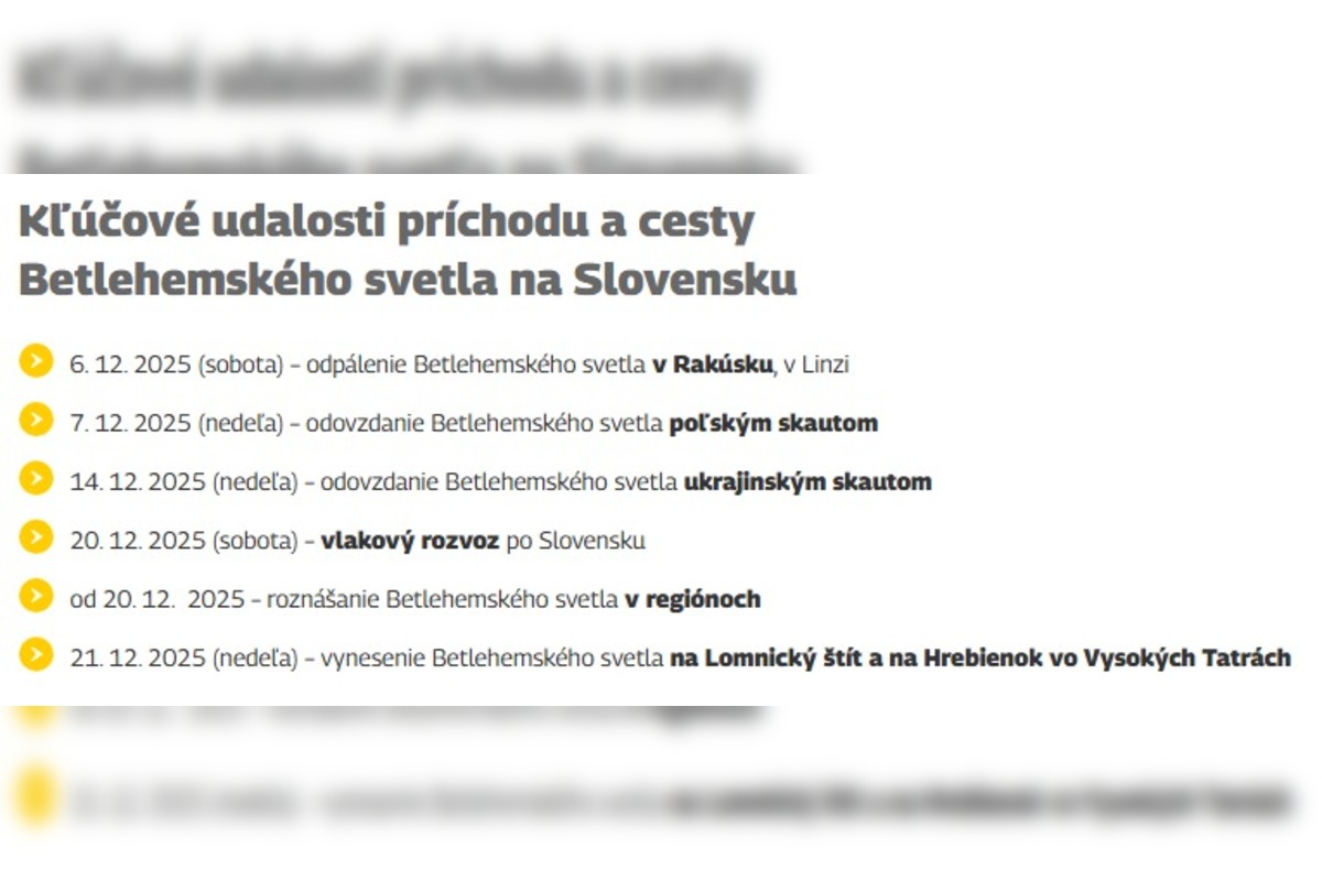 FOTO: Pozrite si, kedy Betlehemské svetlo dorazí aj do vášho mesta, foto 1