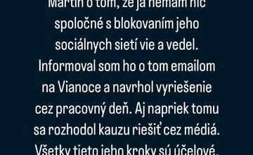 FOTO: Vyjadrenie Petra Hliničana ku kauze s Martinom Navrátilom 