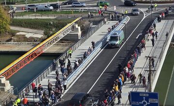 FOTO: Otvorenie mostu na Hradskej (pohľad z výšky)