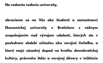 FOTO: Otvorený list študentov a zamestnancov EUBA poslankyni Hlasu-SD Paule Puškárovej