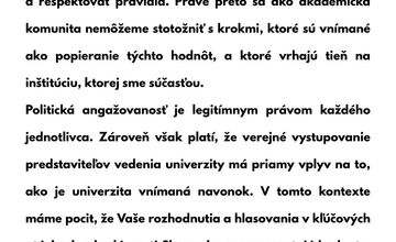 FOTO: Otvorený list študentov a zamestnancov EUBA poslankyni Hlasu-SD Paule Puškárovej