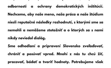 FOTO: Otvorený list študentov a zamestnancov EUBA poslankyni Hlasu-SD Paule Puškárovej