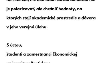 FOTO: Otvorený list študentov a zamestnancov EUBA poslankyni Hlasu-SD Paule Puškárovej