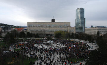 FOTO: Na Námestí slobody v Bratislave prebieha kultúrny protest